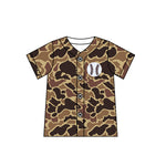 Preorder 12.09 BT1102 Baseball Camo Buttons Kids Boys Shirt