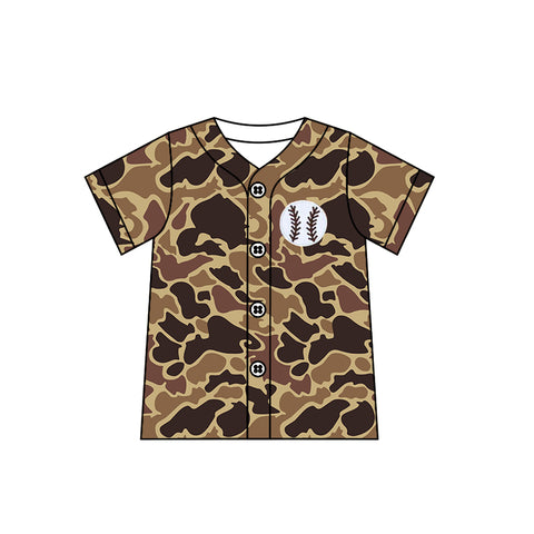 Preorder 12.09 BT1102 Baseball Camo Buttons Kids Boys Shirt