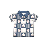 Preorder 12.13 BT1104 Softball Blue Kids Boy Polo Shirt Top