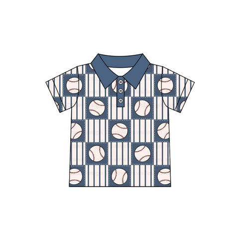 Preorder 12.13 BT1104 Softball Blue Kids Boy Polo Shirt Top