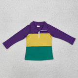 BT1130 Mardi Gras Purple Gold Green Boy Zip Pullover