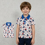 BT1163 July 4th Truck Blue Kids Boys Polo Shirt Top