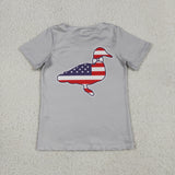 BT1199 USA July 4th Mallard Duck Kids Boys Shirt Top
