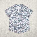 BT1202 Hunting Camo Grey Buttons Kids Boys Shirt