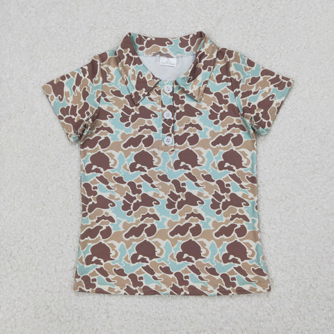 BT1212 Hunting Camo Kids Boys Polo Shirt Top
