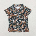 US Warehouse BT1213 Hunting Camo Brown Kids Boys Polo Shirt Top