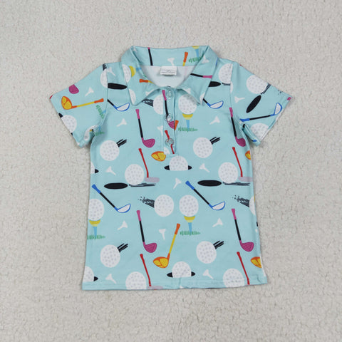 BT1234 Golf Blue Kids Boys Polo Shirt Top