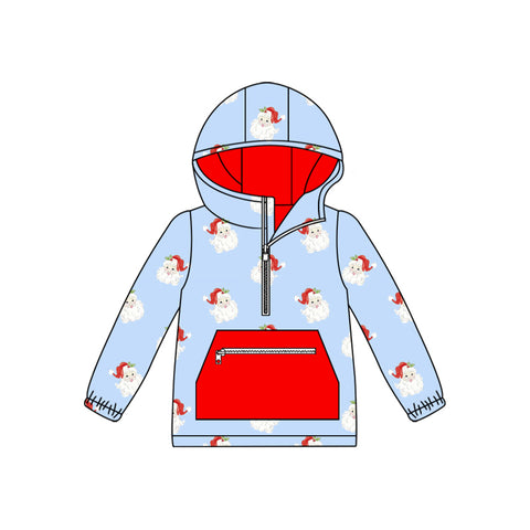 Preorder 06.10 BT1252 Christmas Santa Blue Hoodie Kids Pullover