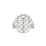 Preorder 06.10 BT1253 Mallard Ducks Green Buttons Kids Boys Shirt