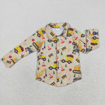 BT1254 Christmas Trucks Gift Buttons Kids Boys Shirt