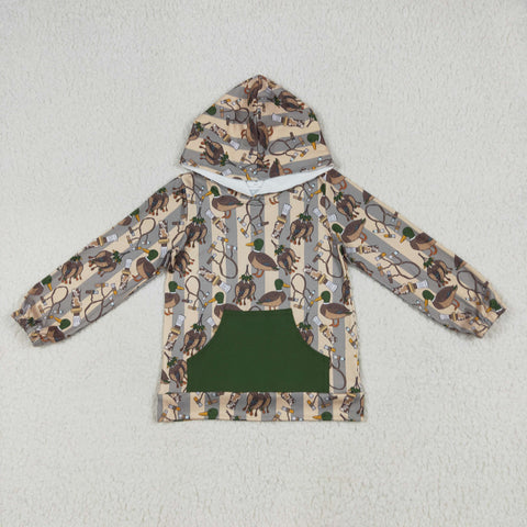 BT1267 Hunting Mallard Ducks Green Hoodie Kids Pullover