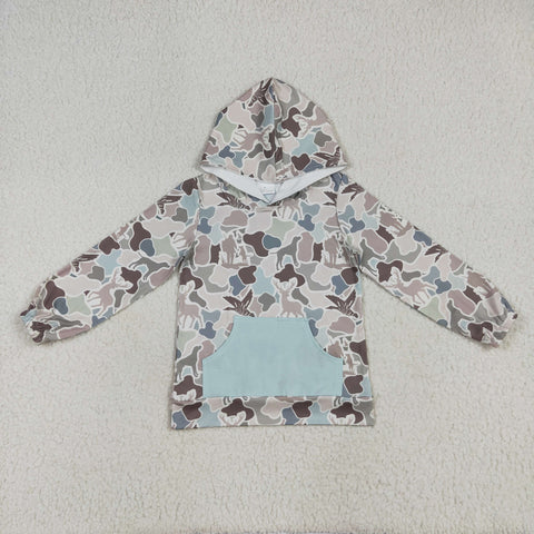 BT1268 Hunting Mallard Ducks Camo Dog Hoodie Kids Pullover