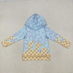 BT1270 Ice Cream Drip Blue Sprinkles Hoodie Kids Pullover