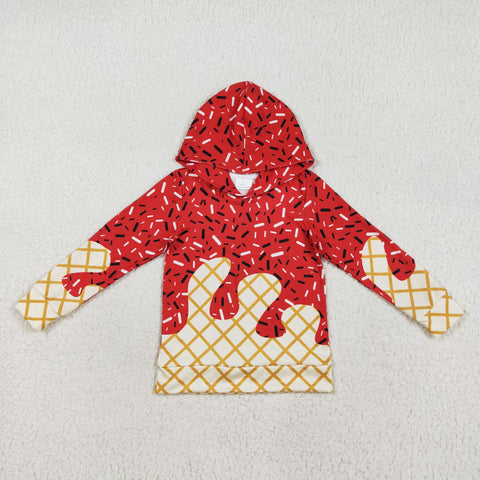 BT1272 Ice Cream Sprinkles Red Hoodie Kids Pullover
