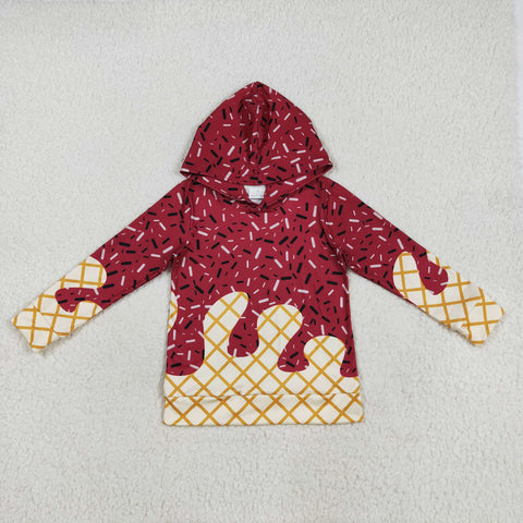 BT1273 Ice Cream Sprinkles Red Wine Hoodie Kids Pullover