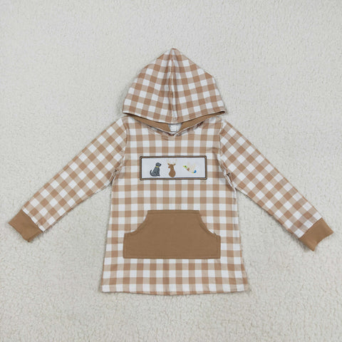 BT1285 Embroidery Hunting Dog Mallard Ducks Hoodie Kids Boys Pullover