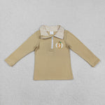 BT1293 Embroidery Pumpkin Orange Zipper Kids Boys Pullover