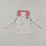 BT1294 Embroidery Christmas Santa Sprinkles Zipper Kids Boys Pullover