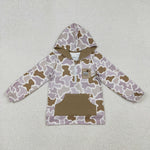 BT1302 Embroidery Bird Dog Camo Hoodie Kids Boys Pullover