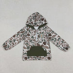BT1304 Embroidery Hunting Camo Dog Elk Hoodie Kids Boys Pullover