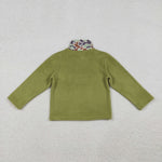 BT1308 Hunting Camo Green Sherpa Zipper Kids Boys Pullover