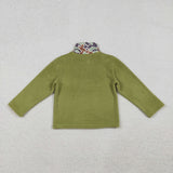 BT1308 Hunting Camo Green Sherpa Zipper Kids Boys Pullover