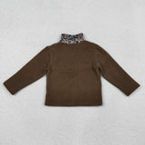 BT1309 Hunting Camo Brown Sherpa Zipper Kids Boys Pullover