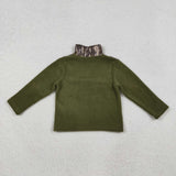 BT1317 Hunting Camo Green Sherpa Zipper Kids Boys Pullover