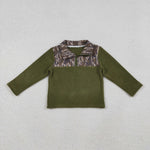 BT1317 Hunting Camo Green Sherpa Zipper Kids Boys Pullover