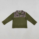 BT1317 Hunting Camo Green Sherpa Zipper Kids Boys Pullover