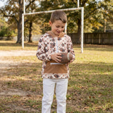 BT1318 Football Star Plaid Hoodie Kids Boys Pullover