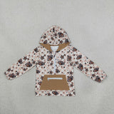 BT1318 Football Star Plaid Hoodie Kids Boys Pullover