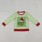 BT1321 Christmas Green Animals Red Kids Boys Pullover