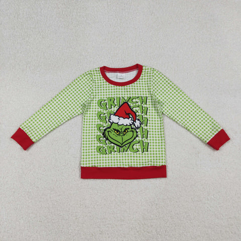 BT1321 Christmas Green Animals Red Kids Boys Pullover