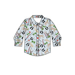 Preorder MOQ 5 pcs BT1322 Hunting Fishing Dog Green Buttons Kids Boys Shirt