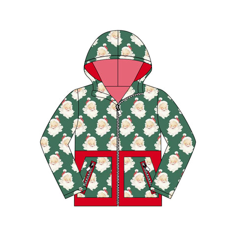Preorder 09.14 BT1329 Christmas Santa Green Hoodie Kids Coat