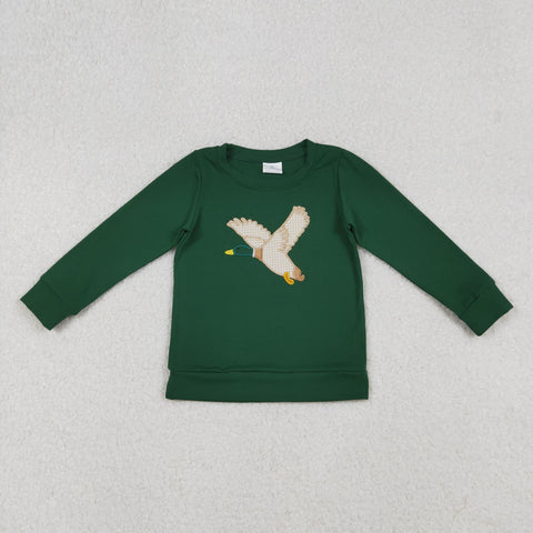 BT1334 Embroidery Mallard Ducks Green Kids Boys Shirt