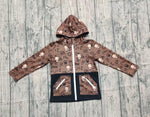 Preorder Samples BT1337 Skull Bull Brown Hoodie Kids Zipper Coat