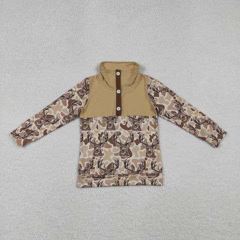 BT1338 Hunting Camo Elk Buttons Kids Boys Pullover (12-18M to 7-8T)