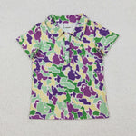 BT1345 Mardi Gras Camo Kids Boys Polo Shirt Top