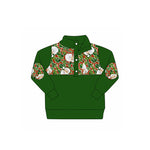 Preorder MOQ 5 Pcs BT1346 baby boys Christmas Santa Claus green pullover top