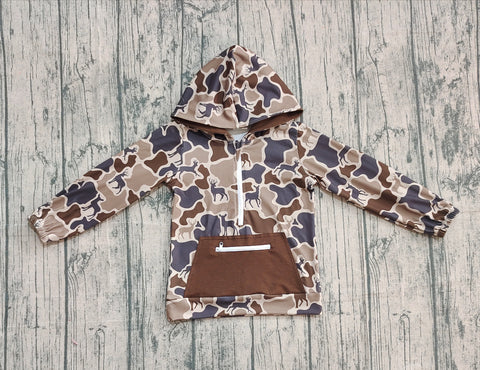 Preorder Samples BT1348 Hunting Camo Elk Kids Hoodie Zipper Pullover