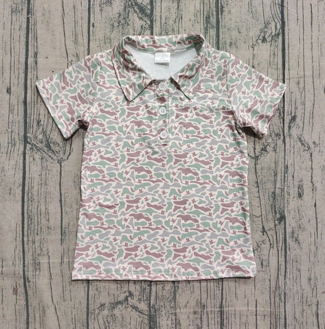 Preorder Samples BT1354 Mallard Ducks Camo Kids Boys Polo Shirt Top