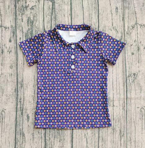 Preorder Samples BT1356 Mardi Gras Purple Kids Boys Polo Shirt Top