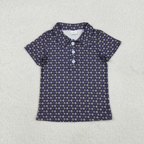 BT1356 Mardi Gras Purple Kids Boys Polo Shirt Top