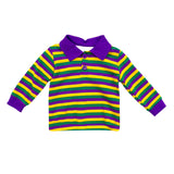 Preorder Samples BT1358 Mardi Gras Stripe Kids Boys Polo Shirt Top