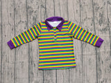 Preorder Samples BT1358 Mardi Gras Stripe Kids Boys Polo Shirt Top