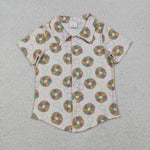 BT1372 Mardi Gras Donut Buttons Kids Boys Shirt