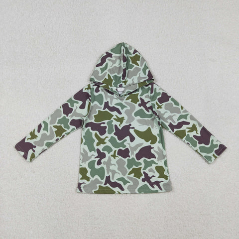 BT1374 Hunting Camo Mallard Ducks Kids Boys Hoodie Pullover (12-18M to 7-8T)