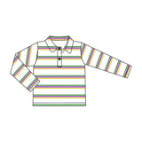 Preorder Samples BT1375 Mardi Gras Stripe Kids Boys Polo Shirt Top (12-18M to 7-8T)